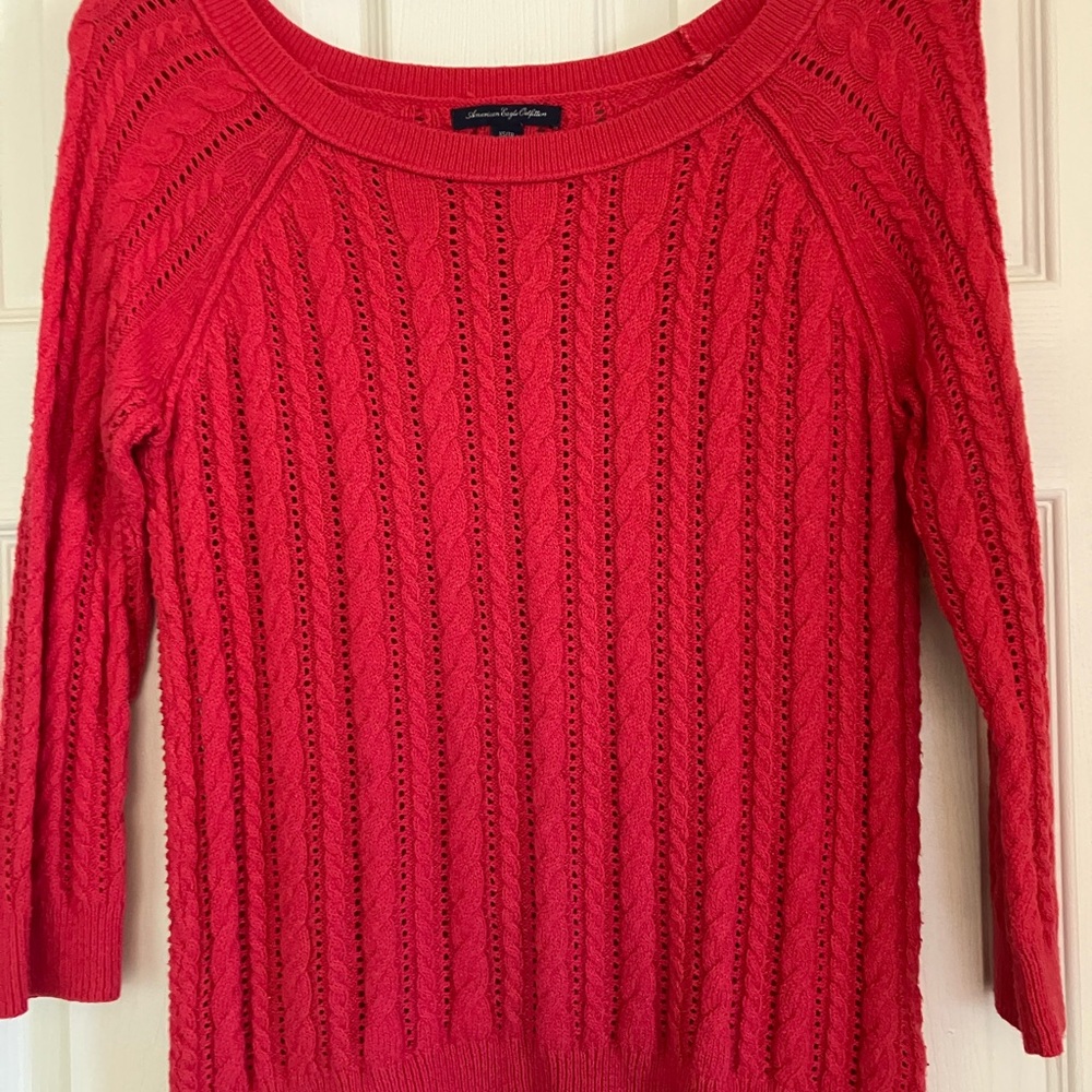Red Cable Knit Sweater
